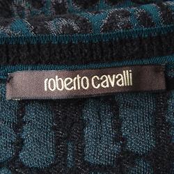 Pre Owned فستان روبرتو كافالي جاكار نقشة الفهد متعدد الألوان بكشكشات M