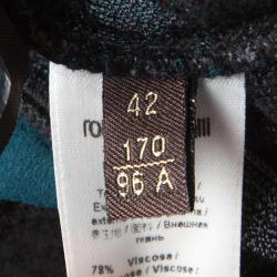 Pre Owned فستان روبرتو كافالي جاكار نقشة الفهد متعدد الألوان بكشكشات M