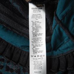 Pre Owned فستان روبرتو كافالي جاكار نقشة الفهد متعدد الألوان بكشكشات M