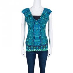 Pre Owned Roberto Cavalli Multicolor Snakeskin Print Sleeveless Top S