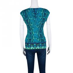 Pre Owned Roberto Cavalli Multicolor Snakeskin Print Sleeveless Top S