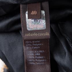 Pre Owned Roberto Cavalli Gym Leopard Pattern Zip Front Velvet Jacket S