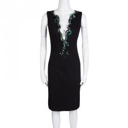 Pre Owned Roberto Cavalli Black Embellished Neck Sleeveless Dress M