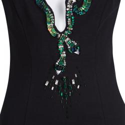 Pre Owned Roberto Cavalli Black Embellished Neck Sleeveless Dress M