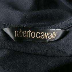 مملوكة مسبقًا Roberto Cavalli Black Jersey Gold Bead Embellished Cap Sleeve Top M