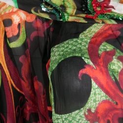 Pre Owned تونيك روبرتو كافالي حزام مزخرف حرير مطبوع متعدد الألوان S