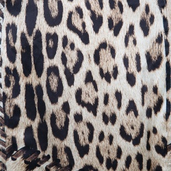 Pre Owned تنورة ماكسي روبرتو كافالي  حرير بيج نقشة الفهد واسع M