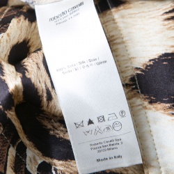 Pre Owned تنورة ماكسي روبرتو كافالي  حرير بيج نقشة الفهد واسع M