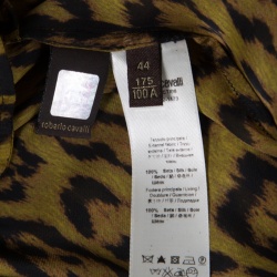 مملوكة مسبقًا فستان قفطان ماكسي روبرتو كافالي حرير شيفون شفاف نقشة الفهد M