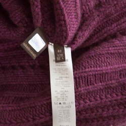 Pre Owned Roberto Cavalli Purple Cable Knit Fur Trim Poncho M