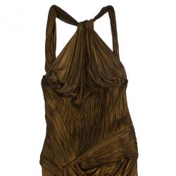 مملوكة مسبقًا فستان سهرة روبرتو كافالي برونزي ميتاليك M