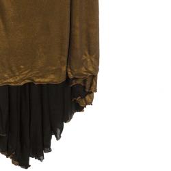 مملوكة مسبقًا فستان سهرة روبرتو كافالي برونزي ميتاليك M