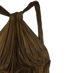 مملوكة مسبقًا فستان سهرة روبرتو كافالي برونزي ميتاليك M