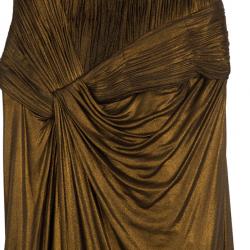 مملوكة مسبقًا فستان سهرة روبرتو كافالي برونزي ميتاليك M