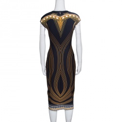 Roberto Cavalli Black Printed Sleeveless Fitted Dress M