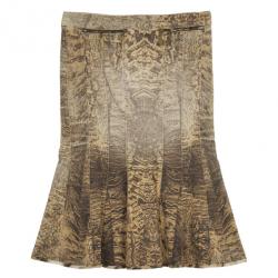 مملوكة مسبقًا Roberto Cavalli Denim Printed Skirt XS