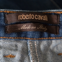 Pre Owned Roberto Cavalli Indigo Colorblock Paneled Denim Boot Cut Jeans M