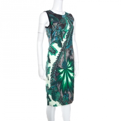 Pre Owned Roberto Cavalli Multicolor Printed Contrast Paneled Sleeveless Dress S