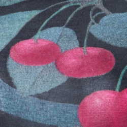 Pre Owned Roberto Cavalli Black Cherry Printed Silk and Cashmere Oversized Sweater S