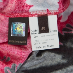 Pre Owned Roberto Cavalli Raspberry Pink Flower Printed Stretch Knit Sleeveless Dress S