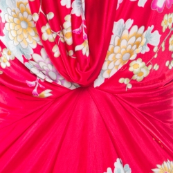 Pre Owned Roberto Cavalli Raspberry Pink Flower Printed Stretch Knit Sleeveless Dress S