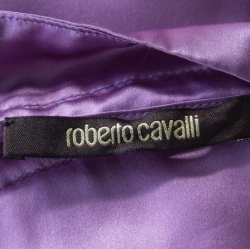 Pre Owned Roberto Cavalli Lavender Satin Silk Ruffled Bottom Maxi Skirt M