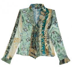 Pre Owned Roberto Cavalli Printed Silk Skirt Set M