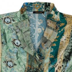 Pre Owned Roberto Cavalli Printed Silk Skirt Set M