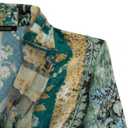 Pre Owned Roberto Cavalli Printed Silk Skirt Set M