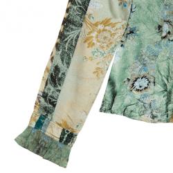 Pre Owned Roberto Cavalli Printed Silk Skirt Set M