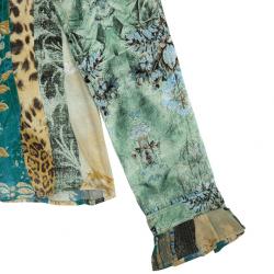 Pre Owned Roberto Cavalli Printed Silk Skirt Set M
