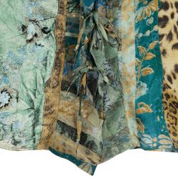 Pre Owned Roberto Cavalli Printed Silk Skirt Set M