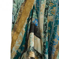 Pre Owned Roberto Cavalli Printed Silk Skirt Set M