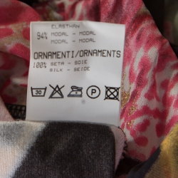 Pre Owned Roberto Cavalli Black Floral Printed Stretch Knit Top and Maxi Skirt Set M