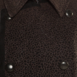 Pre Owned Roberto Cavalli Brown and Black Angora Wool Animal Printed Faux Fur Detail Overcoat XXL