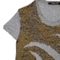 مملوكة مسبقًا Roberto Cavalli Sequin Short Sleeve Top M