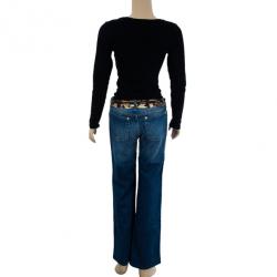 Pre Owned Roberto Cavalli Printed Belt Denim Jeans M