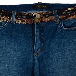 Pre Owned Roberto Cavalli Printed Belt Denim Jeans M