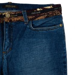 Pre Owned Roberto Cavalli Printed Belt Denim Jeans M