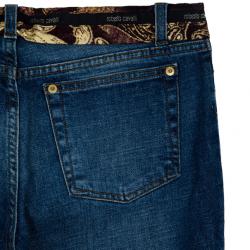 Pre Owned Roberto Cavalli Printed Belt Denim Jeans M