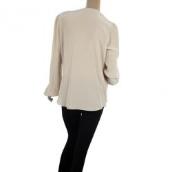 Pre Owned Roberto Cavalli Cream Silk Top Size L 