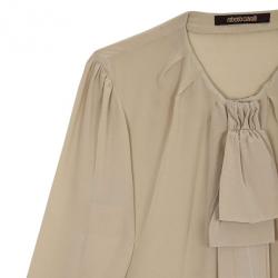 Pre Owned Roberto Cavalli Cream Silk Top Size L 