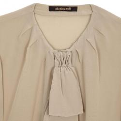 Pre Owned Roberto Cavalli Cream Silk Top Size L 