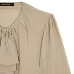 Pre Owned Roberto Cavalli Cream Silk Top Size L 