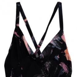 Pre Owned فستان روبرتو كافالي طباعة موردة ماكسي XS