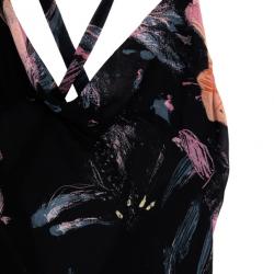 Pre Owned فستان روبرتو كافالي طباعة موردة ماكسي XS