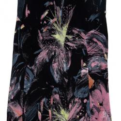 Pre Owned فستان روبرتو كافالي طباعة موردة ماكسي XS