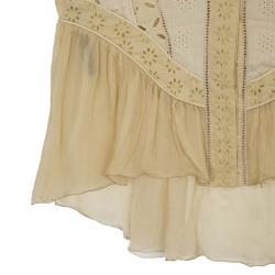 Pre Owned Roberto Cavalli Silk Chiffon Broderie Anglaise Top Size M