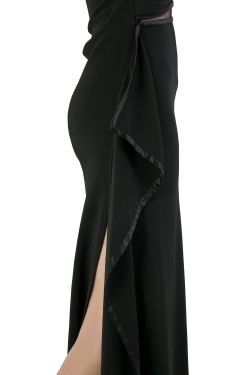 مملوكة مسبقًا فستان روبرتو كافالي كريب حواف شفافة ديرابية بكتف واحد أسود S