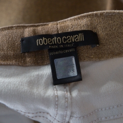 Pre Owned Roberto Cavalli Brown Shimmer Denim Flared Jeans L 